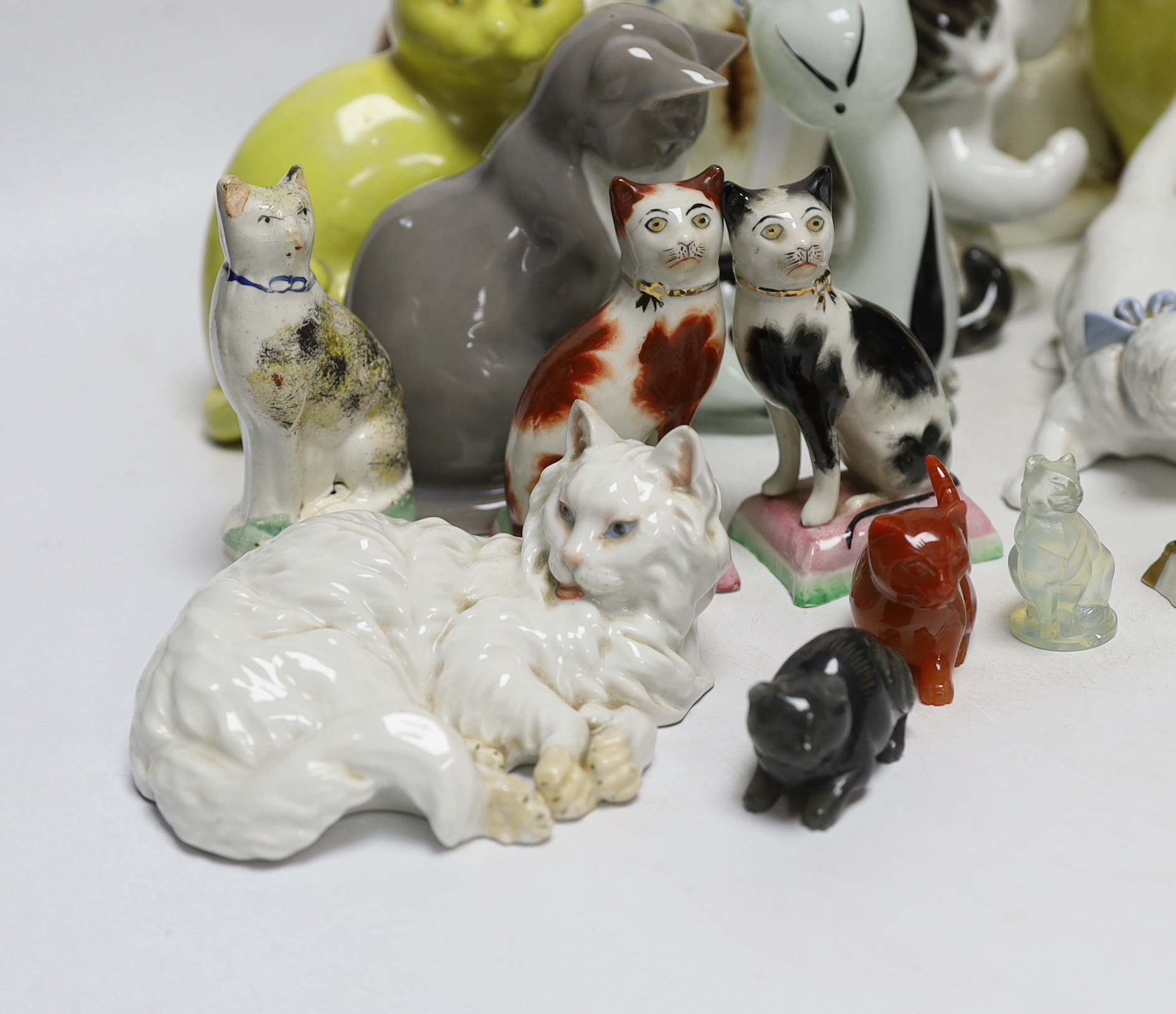 An assortment of various cat ornaments including a Bing and Grundahl example and one Wien example, largest 21cm high